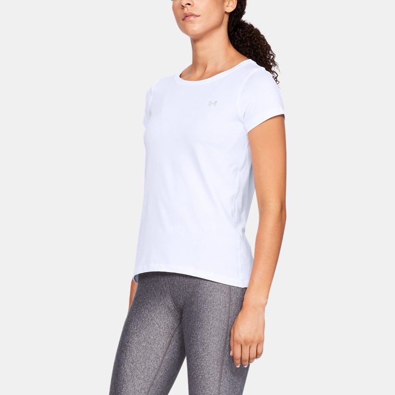 Under Armour Tee-shirt à manches courtes HeatGear® Armour pour femme Blanc / Metallique Argent XL